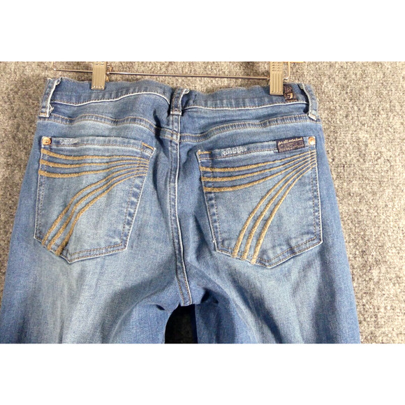 7 For All Mankind Womens 27 Jeans Flared Long Blue Denim - Picture 6 of 9